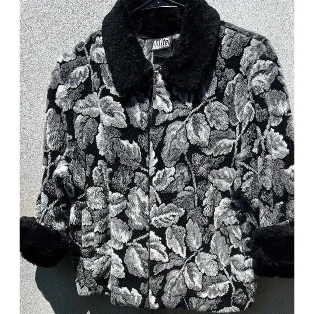 Vintage Duffel Outdoor Faux Fur Jacket Coat Black mid length Sz Small Black USA